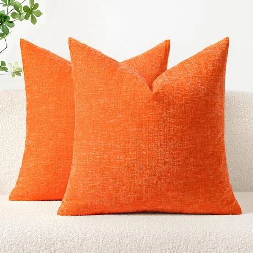 Miniatura 83 de MIULEE - Paquete de 2 fundas de cojín de felpilla suave, de 18 x 18 pulgadas, color naranja tostado otoñal, para sofá y sala de estar, teñidas