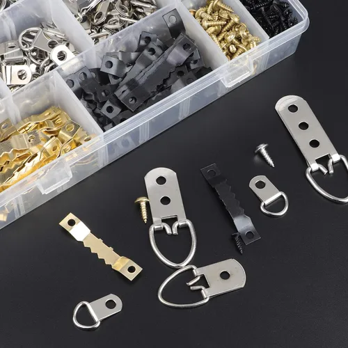 Miniatura 6 de HELIFOUNER Kit de 480 ganchos para colgar cuadros para marcos de fotos, kit de ganchos para marcos de fotos, kit de colgador de fotos para el hogar