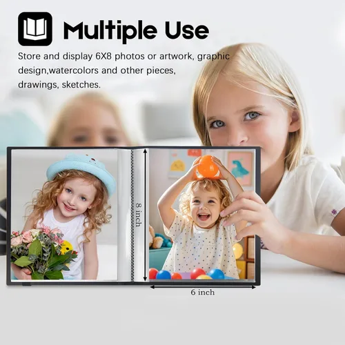 Miniatura 2 de Álbum de fotos de 6 x 8 pulgadas, álbum de fotos de 6 x 8 pulgadas con capacidad para 64 imágenes, carpeta de arte para fotos de 6 x 8, álbumes