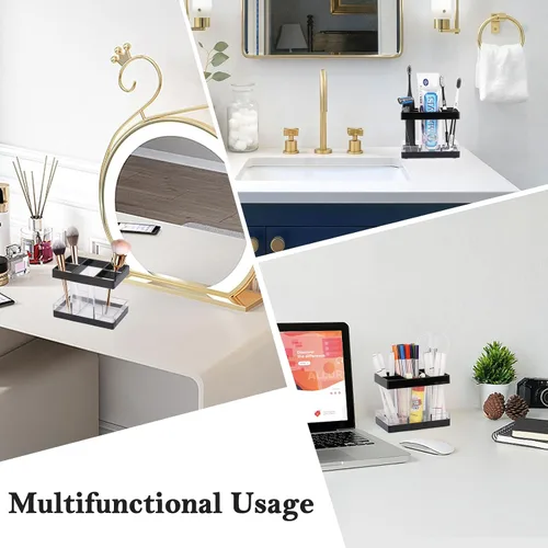 Miniatura 6 de Portacepillos de dientes para baño, organizador de encimera, juego de soportes eléctricos para cepillos de dientes, 5 ranuras para cepillos