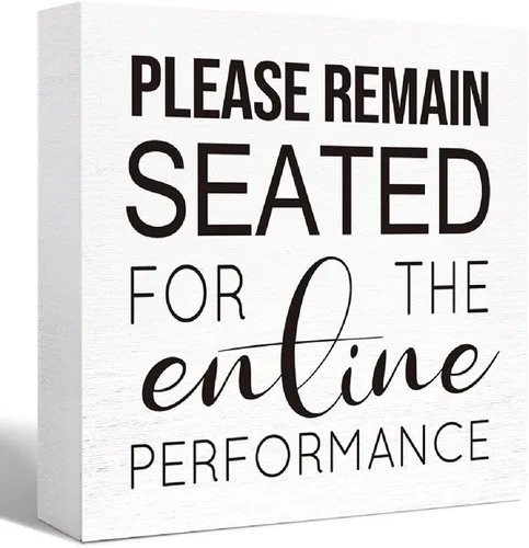 Miniatura 21 de SJNH Divertido letrero de madera para baño con texto en inglés "The Best Seat in the House", letrero decorativo de estilo rústico de granja, 5 x 5 x