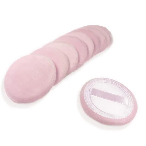 Miniatura 8 de 10 almohadillas de algodón para maquillaje facial cosmético con cinta para sueltos y base de 2.36 pulgadas (beige)