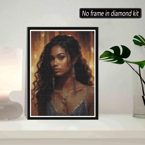 Miniatura 2 de SKRYUIE Kits de pintura de diamantes para mujer africana 5D, kits de arte de diamantes para adultos afroamericanos, taladro redondo completo, punto
