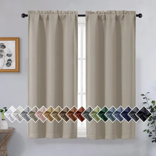 Miniatura 93 de OVZME Cortinas opacas turquesa para tratamiento de ventanas pequeñas, cortinas cortas con bloqueo de luz para ventana de cocina sobre el fregadero