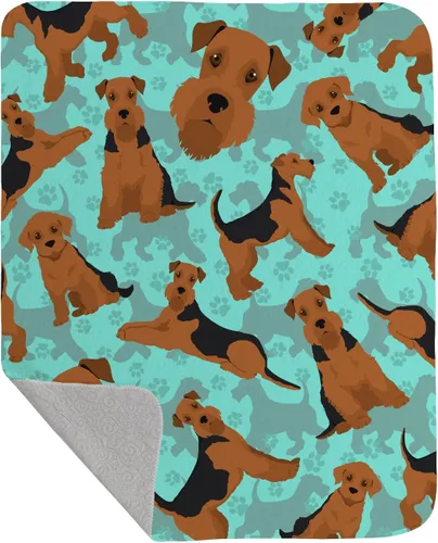 Caroline's Treasures MLM1042LQB Airedale Terrier - Manta acolchada de 50 x 60 pulgadas, diseño de ilustraciones para cama, sofá, suave y ligera