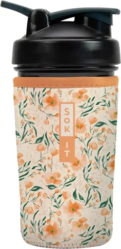 Miniatura 9 de Sok It BotlSok Botella Mezcladora de Proteínas con Funda Aislante de Neopreno (Floral Abstracto, Se Ajusta a Mezcladoras de 24oz)