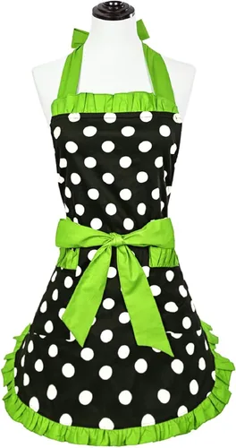 Miniatura 13 de Violet Mist Delantales coquetos de encaje negro para mujer con bolsillo, delantales negros sexys para cocinar, delantal para mujeres y niñas