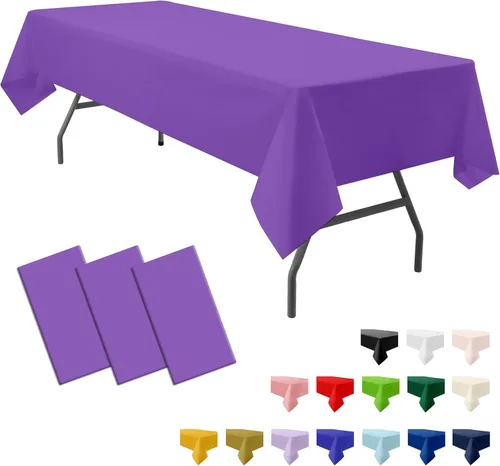Miniatura 10 de Paquete de 3 manteles de plástico premium negros desechables de 54 x 108 pulgadas. Mantel rectangular desechable para mesas de fiesta