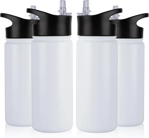 Miniatura 30 de Botella de agua aislada de 64 onzas con tapas de pajita y boquilla, jarra de agua de acero inoxidable de medio galón con mango de paracord, vacío