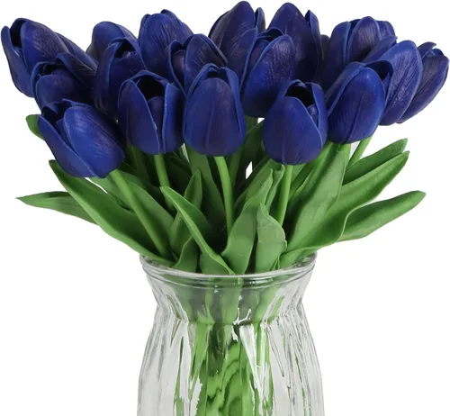 Miniatura 13 de IPOPU 24 tulipanes artificiales de tacto real para decoración, tulipanes falsos, arreglos florales, tulipanes artificiales sintéticos, decoración