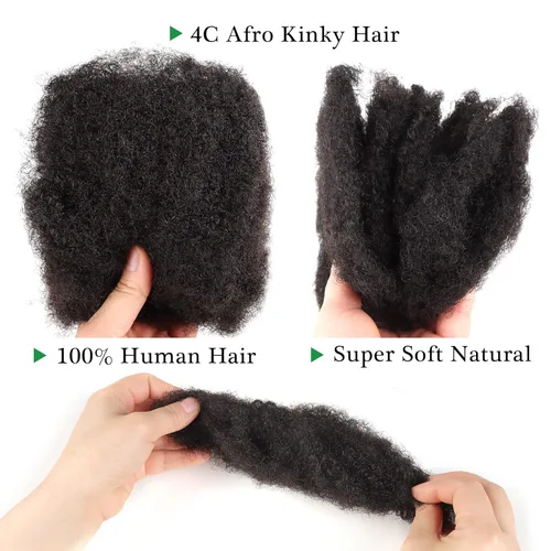 Miniatura 7 de Orientfashion Afro Kinkys a granel, cabello humano para extensiones de trenzas, cabello crochet para mujeres negras, paquete de 30g (20cm, #27)
