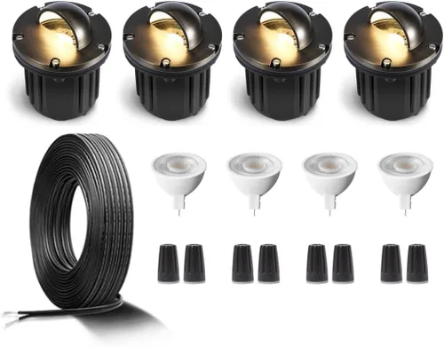 Miniatura 20 de Gardenreet - Luz de pozo de latón de 12 V para exteriores, impermeable, iluminación de paisaje, faro superior de bajo voltaje LED Ip65, bronce