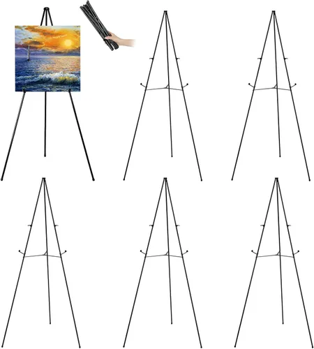 JIUYE Soporte de caballete de exhibición de 63 pulgadas de alto para cartel de boda, caballetes de metal plegables y ajustables para exhibir arte de