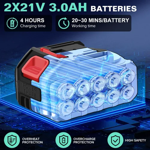 Miniatura 4 de Lavadora a presión inalámbrica alimentada por batería; lavadora eléctrica inalámbrica portátil de 1100 PSI, con motor sin escobillas, 2 paquetes