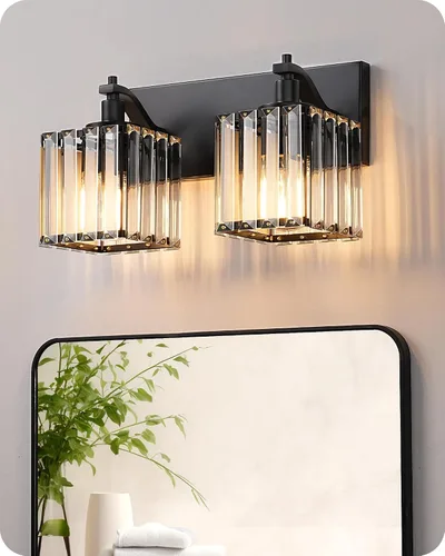 Miniatura 10 de EDISHINE Lámparas de baño, accesorios de iluminación de tocador de baño de cristal sobre el espejo, 2 luces de tocador para baño, tocador, base E26