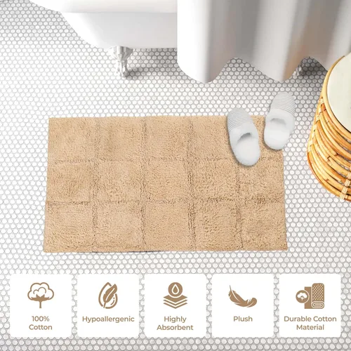 Miniatura 6 de Superior Juego de alfombras de baño antideslizantes de algodón con respaldo de látex en aerosol, 20 x 30 pulgadas, 24 x 36 pulgadas, 2 piezas, salvia