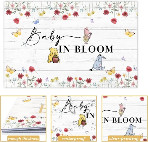 Miniatura 3 de Decoraciones para Baby Shower de Winnie, Letrero de Bienvenida de Winnie para Niño y Niña, Letrero de Bebé en Flor, Decoración de Puerta de Entrada