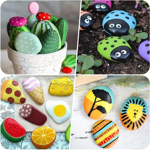 Miniatura 5 de Rocas de río para pintar 15 piezas, rocas grandes de 2 a 3 pulgadas, piedras planas y lisas para pintar, rocas artesanales para pintar