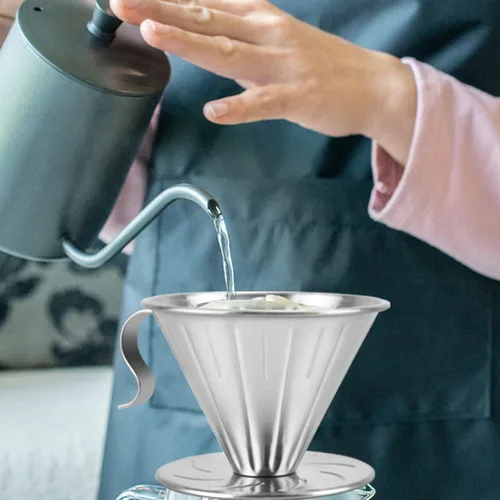 Miniatura 2 de MERMOO YILAN Gotero de café duradero para filtro de metal, gotero de agujero grande para el hogar, oficina, caravana, campamento, viajes (L)