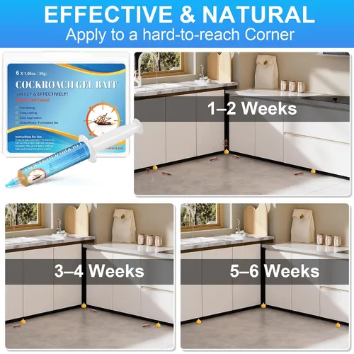 Miniatura 3 de Paquete de 6 cebo de gel para cucarachas grandes, mata cucarachas en interiores, cebo para cucarachas para el hogar, cocina en interiores, perfecto