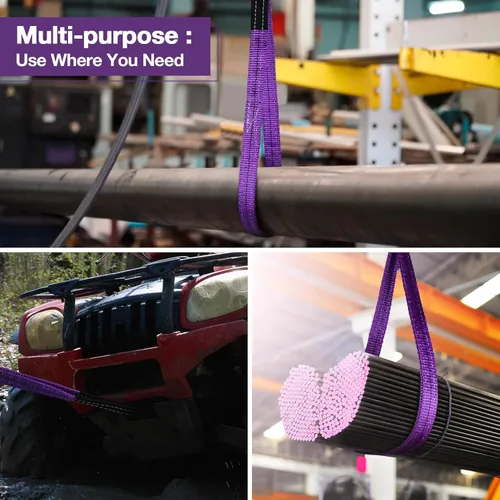 Miniatura 5 de Correas de elevación de 1 pulgada x 4 pies, 2 capas de alta resistencia plana de levantamiento de ojos, correas de nailon para levantamiento