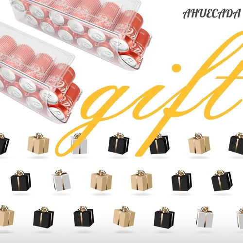 Miniatura 9 de SCAVATA Paquete de 2 organizadores de latas de soda para refrigerador, contenedor apilable de latas de alimentos enlatados, dispensador de latas