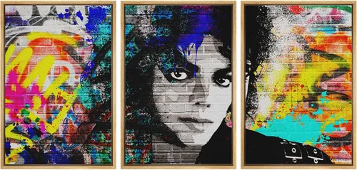 Miniatura 31 de wall26 Lienzo enmarcado para pared, juego de arte impreso con collage de polígonos en espiral negro y tostado, ilustraciones de patrones abstractos