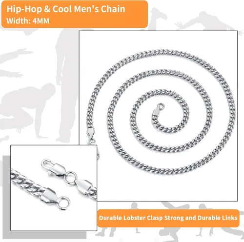 Miniatura 5 de Momlovu Silver Chain Gold Chain for Men Boys, 18K Gold Plated Men's Necklaces Chain Cuban Link Chain for Men 4mm6mm 1820222426inch