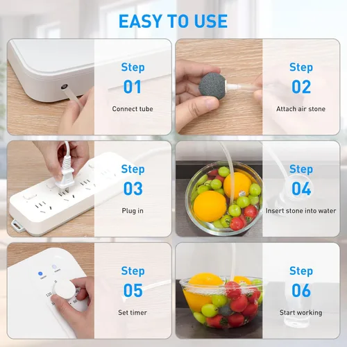 Miniatura 3 de Máquina multiusos de ozono de 800 mg/h,Burbujero de ozono para purificar agua y aire,Ozonador de agua portátil para alimentos F&V Home Hunting Cold