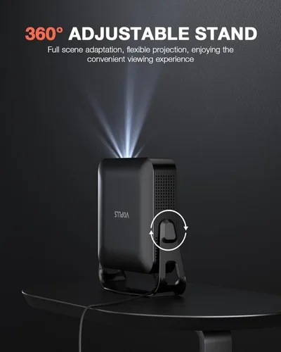 Miniatura 7 de Soporte ajustable de 360° y nativo de 1080P: el mini proyector inteligente más delgado de 1.81 pulgadas con WiFi y Bluetooth