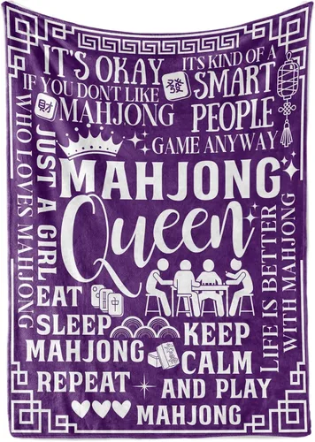Huglanket Mahjong - Regalos para mujer, divertida manta de franela Mahjong para amantes de Mahjongg, 50 x 65 pulgadas, agradable a la piel, manta de