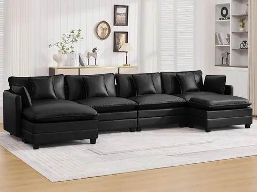 Miniatura 78 de Otomán de Sofá Moderno de Chenille Nube de 35'', Otomán Rectangular para Sofá Seccional Modular, Beige