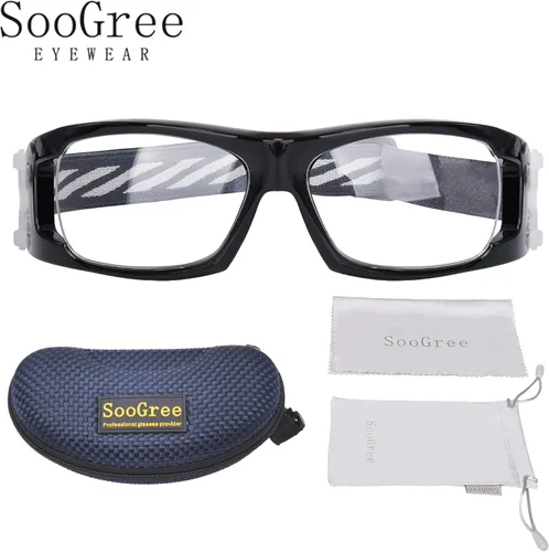 Miniatura 8 de SooGree Gafas deportivas para niños, gafas protectoras, gafas de seguridad ocular, reemplazables a lentes graduadas de 8 a 16 años Marco negro rojo