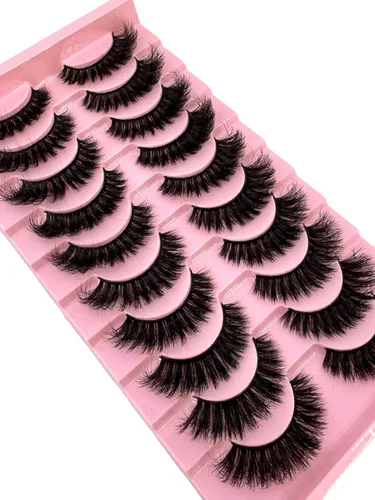 Miniatura 3 de 10 pares de pestañas postizas de visón 3D, hechas a mano, pestañas largas y finas, pestañas naturales para maquillaje de ojos (3-6)