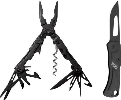 Miniatura 8 de SOG PowerLitre - Mini herramienta multiusos con 19 herramientas ligeras, herramienta compacta de 5 pulgadas de largo con cuchillo, destornillador