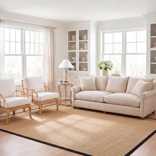 Miniatura 29 de Alfombra de sisal Safavieh, de color maíz y negro, tejida a mano, de la colección de fibras naturales; 5 x 8 pulgadas, NF441A, Tela, Gris / Gris