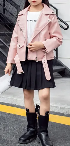 Miniatura 3 de CHANXIO Chaquetas de piel sintética para niñas, con cremallera, de piel sintética, ligera, corta, bombardero para exteriores