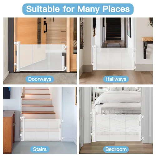 Miniatura 7 de Puerta corta para perros de 0 a 39 pulgadas de ancho, puerta estrecha para bebé, puerta retráctil de 24 pulgadas de alto para bebé, puerta corta