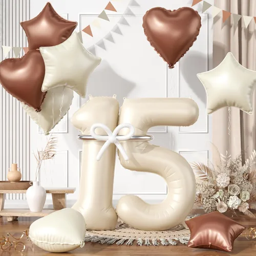Miniatura 82 de Globos dorados de color champán con el número 11, globos de oro claro, globo de aluminio dorado con forma de corazón con estrella y globo largo