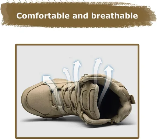 Miniatura 4 de Kervaky Botas tácticas militares para hombre, botas de trabajo, botas de desierto, botas duraderas, botas de senderismo, botas de combate, botas