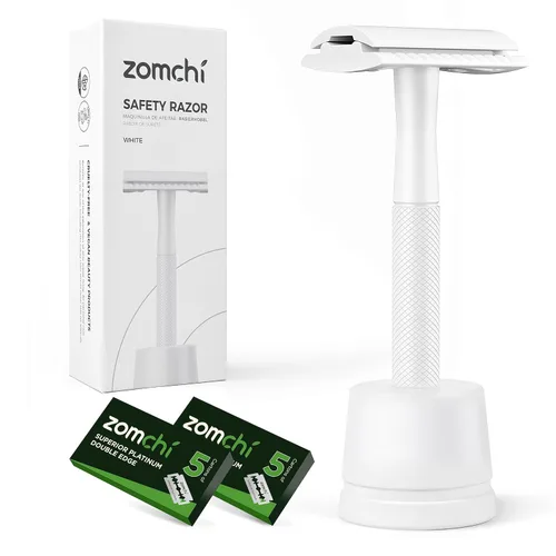 Miniatura 11 de Maquinilla de afeitar de seguridad de doble borde con mango de textura,Maquinilla de afeitar de metal para hombres y mujeres,Se adapta a todas