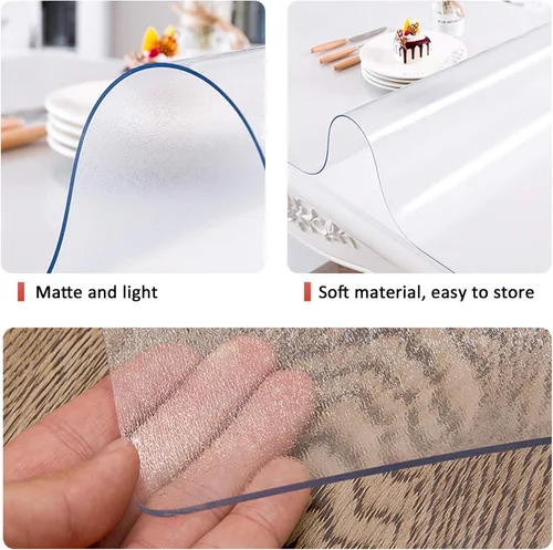 Miniatura 2 de Protector de mesa transparente rectangular mate de 0.069 pulgadas, protector de mesa de PVC, impermeable, para mesa de comedor, mesa de comedor