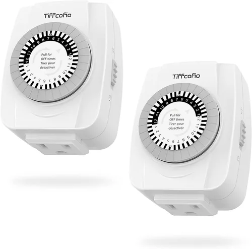 Miniatura 8 de TiFFCOFiO Temporizador de Enchufe Mecánico para Interiores, Temporizadores de 3 Clavijas para Tomas Eléctricas, Temporizador de Luz Enchufable