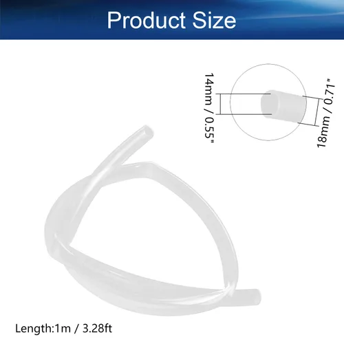Miniatura 2 de Bettomshin 1 tubo de silicona de 3.3 ft de longitud, 0.551 in de diámetro interior de 0.709 in de diámetro exterior flexible de goma de silicona