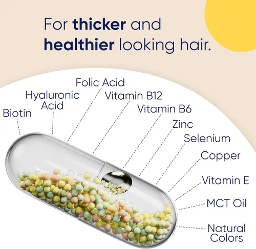 Miniatura 5 de Moerie Ultimate Hair Boost Supplements para mujeres y hombres, vitaminas para el cabello, la piel, las uñas, con biotina y minerales para la salud
