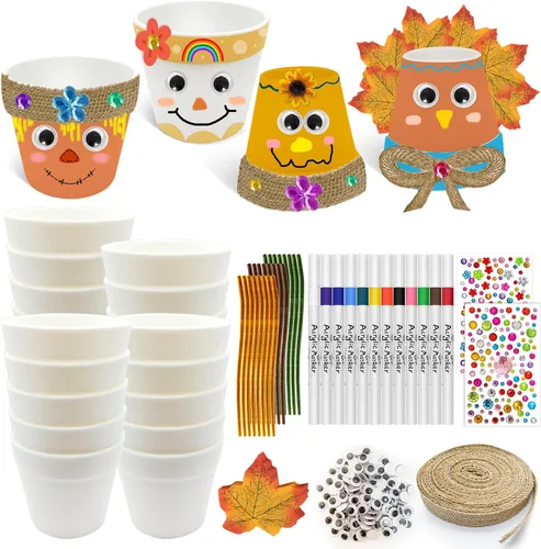 Miniatura 8 de Cinrobiye Juego de 24 kits de manualidades del día de San Patricio, kit de fabricación de macetas de duende para hacer macetas decorativas de duende