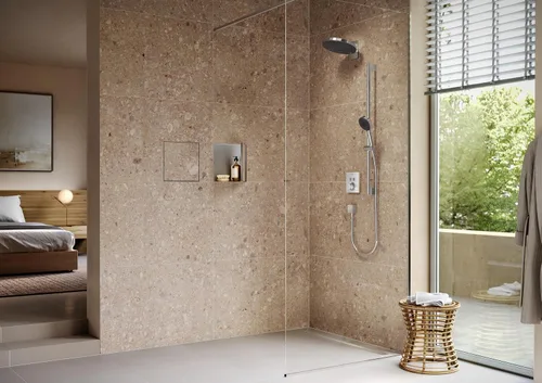 Miniatura 11 de hansgrohe RainDrain Match - Drenaje de ducha lineal para 31 1/2 pulgadas, áspero con marco de altura ajustable en acero inoxidable cepillado