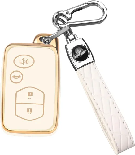 Miniatura 14 de QBUC Funda para llavero de Toyota con llavero, protección de funda para llave de automóvil para Toyota compatible con Camry Avalon Corolla