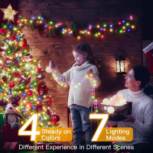 Miniatura 5 de Ollny Luces de Navidad, 66 pies, 200 luces LED para árbol de Navidad con 11 modos, control remoto, IP44, impermeable, cambio de color, luces