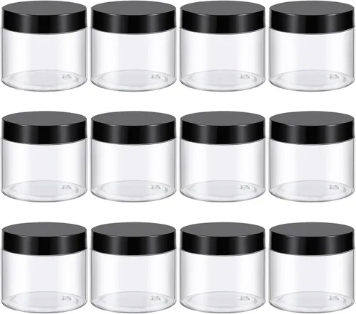 Miniatura 10 de TUZAZO Tarros de plástico de 8 onzas con tapas sin BPA, recipientes vacíos redondos transparentes para cosméticos, tarros de plástico para loción